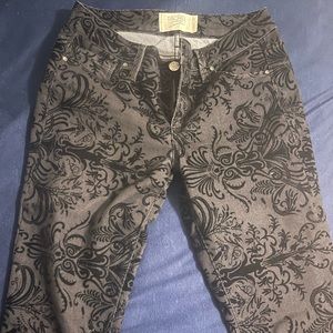 Black Velvet Patterned Skinny Jeans